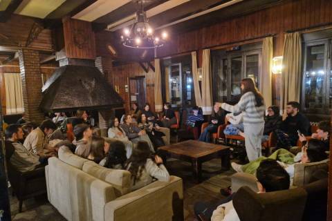 Los alumnos, en el albergue de Sierra Nevada.